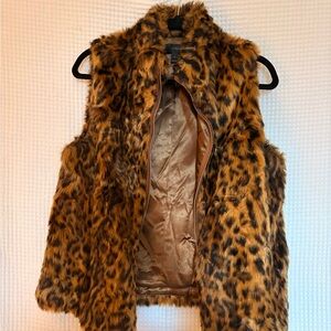 J. Crew Leopard Faux-Fur Vest - Brown Animal Print